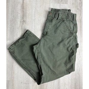 Carhartt Pants Mens size 34 x 30 Canvas Carpenter Green Dungaree cotton